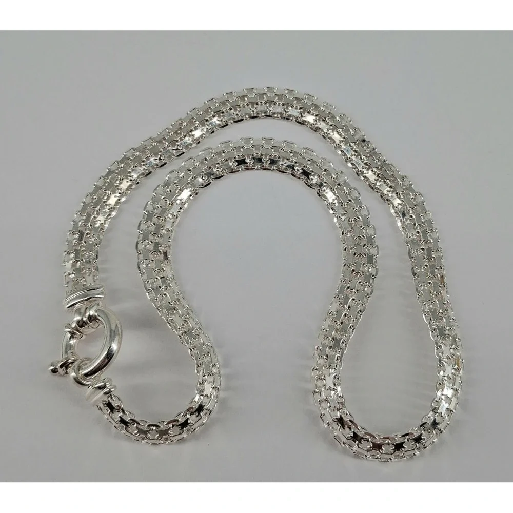 Vintage Sterling Silver 8mm Silver X Link Flat Chain 16